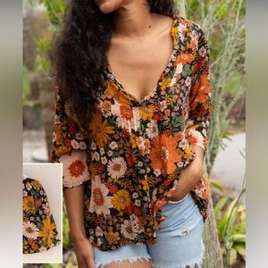 Natural life Tunic-In-A-Bag - Orange Floral S/M